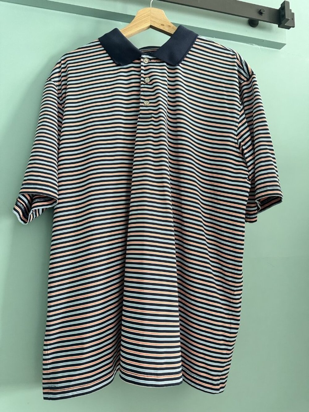 Coral Navy Gray Striped Top in Active Fabric